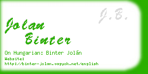 jolan binter business card